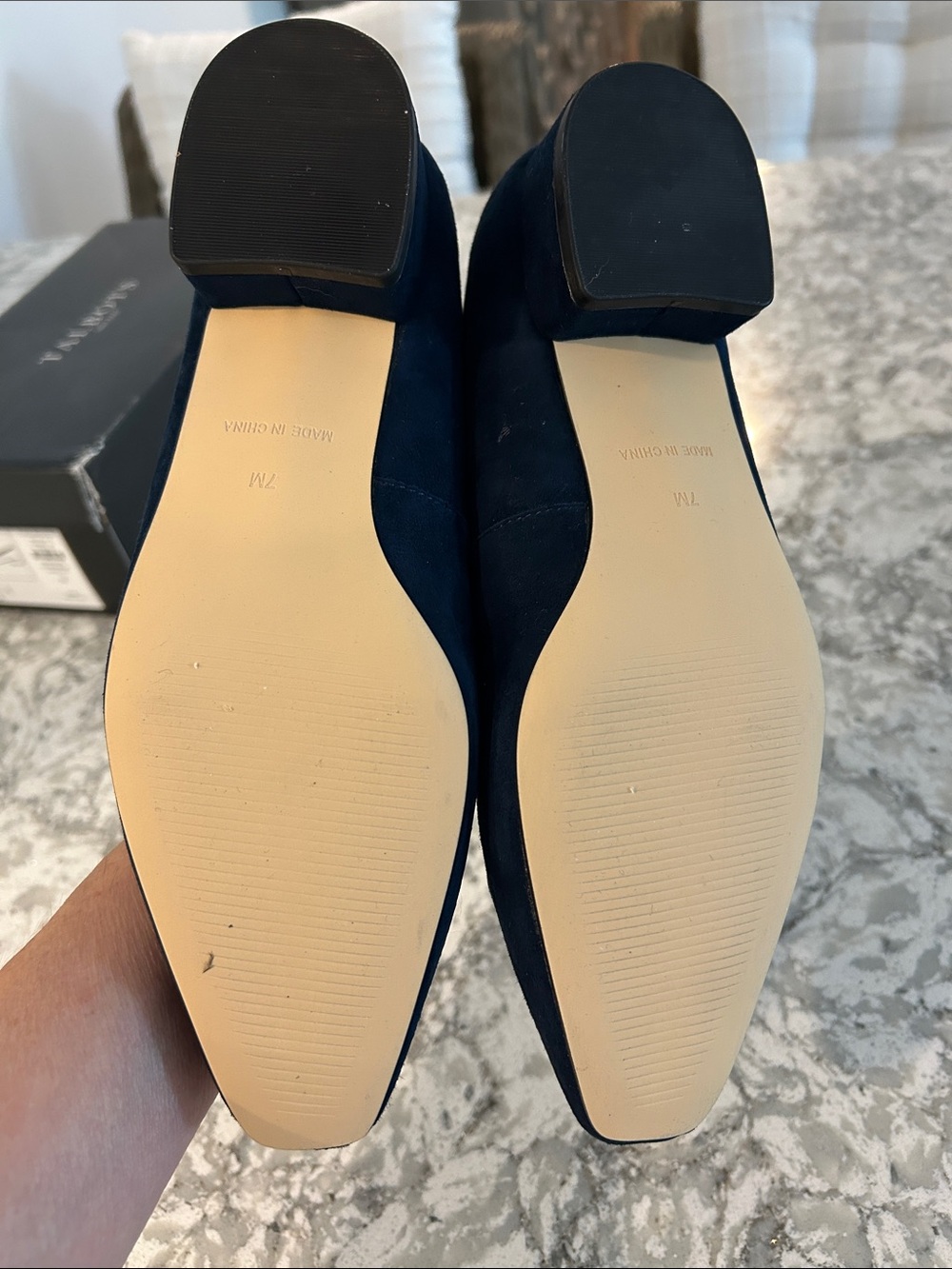 Talbots Navy Suede Square-Toe Ballet Flats with Bow - Picture 8 of 8